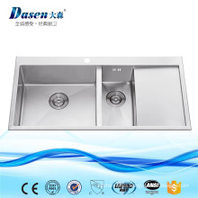 New Premium Stainless Steel Coni Double Drainer Double Bowl Kitchen Sink With Grid